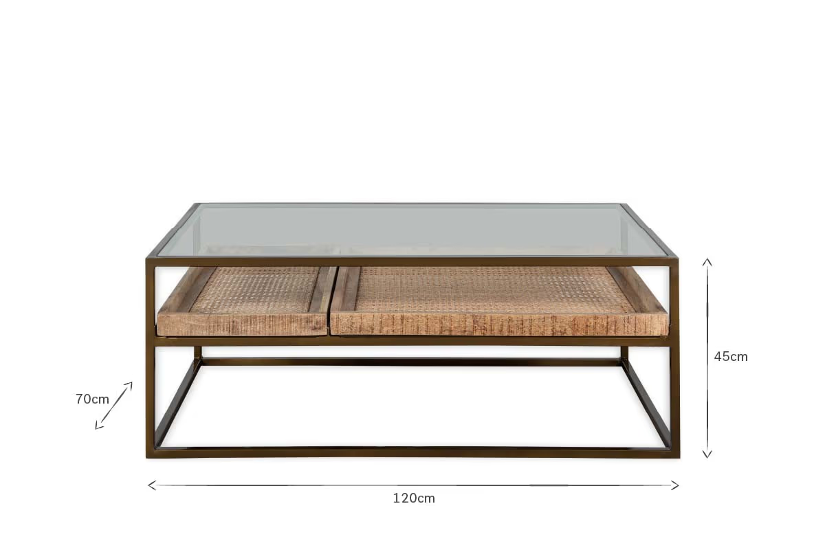 Nkuku - Luzon Iron & Mango Wood Display Coffee Table - Brass