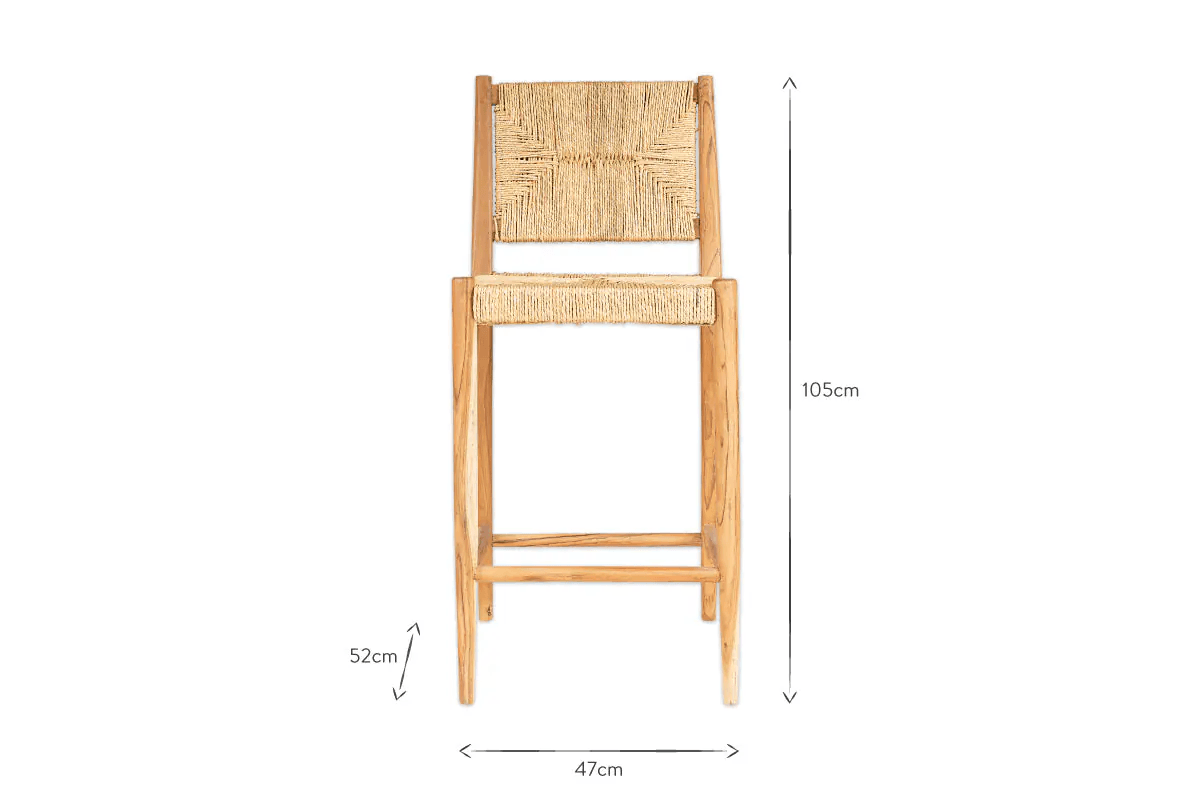Nkuku - Lohanda Acacia & Munja Grass Counter Chair - Natural