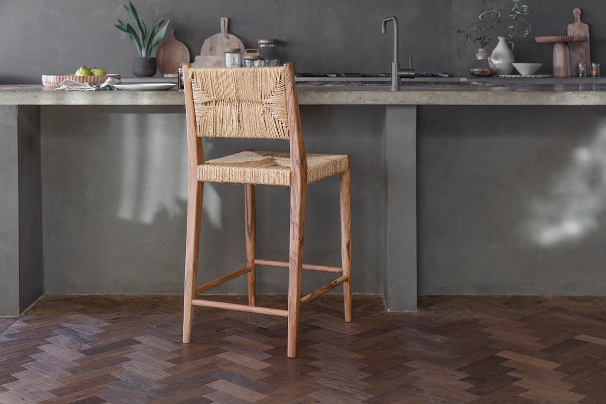 Nkuku - Lohanda Acacia & Munja Grass Counter Chair - Natural