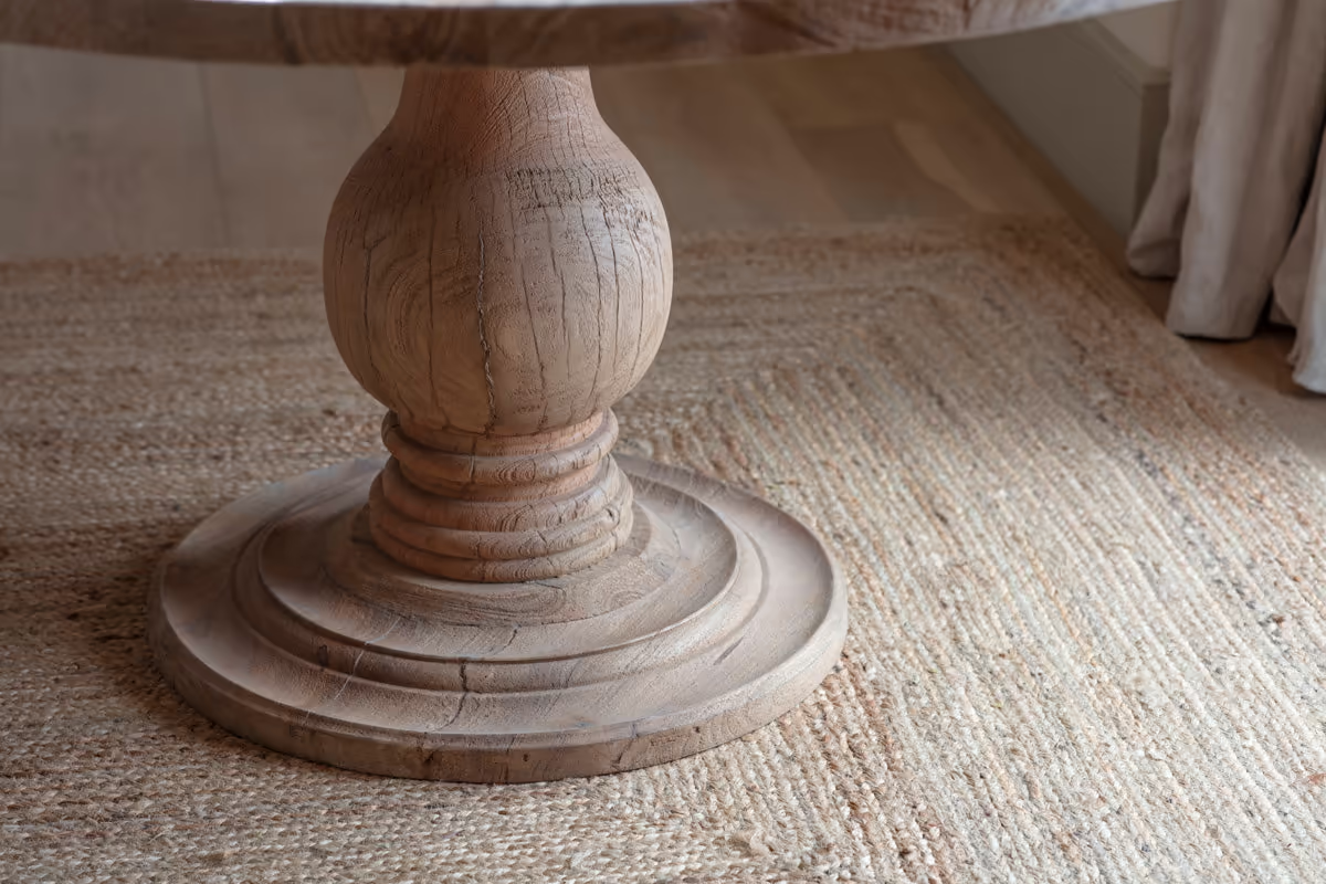 Nkuku - Laya Round Carved Wood Table - Small