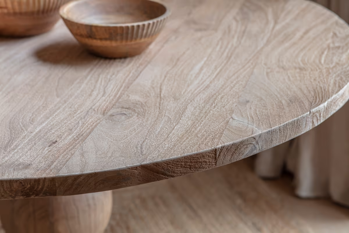 Nkuku - Laya Round Carved Wood Table - Small