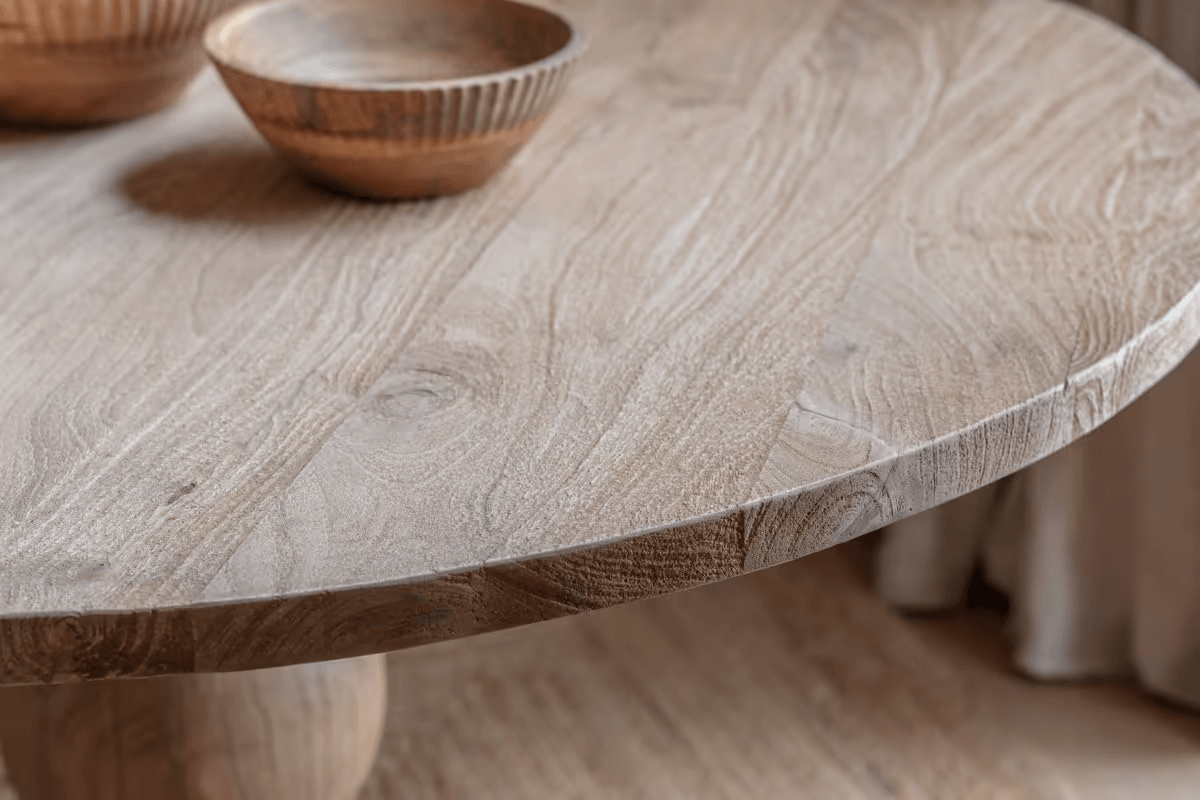 Nkuku - Laya Round Carved Wood Table - Small