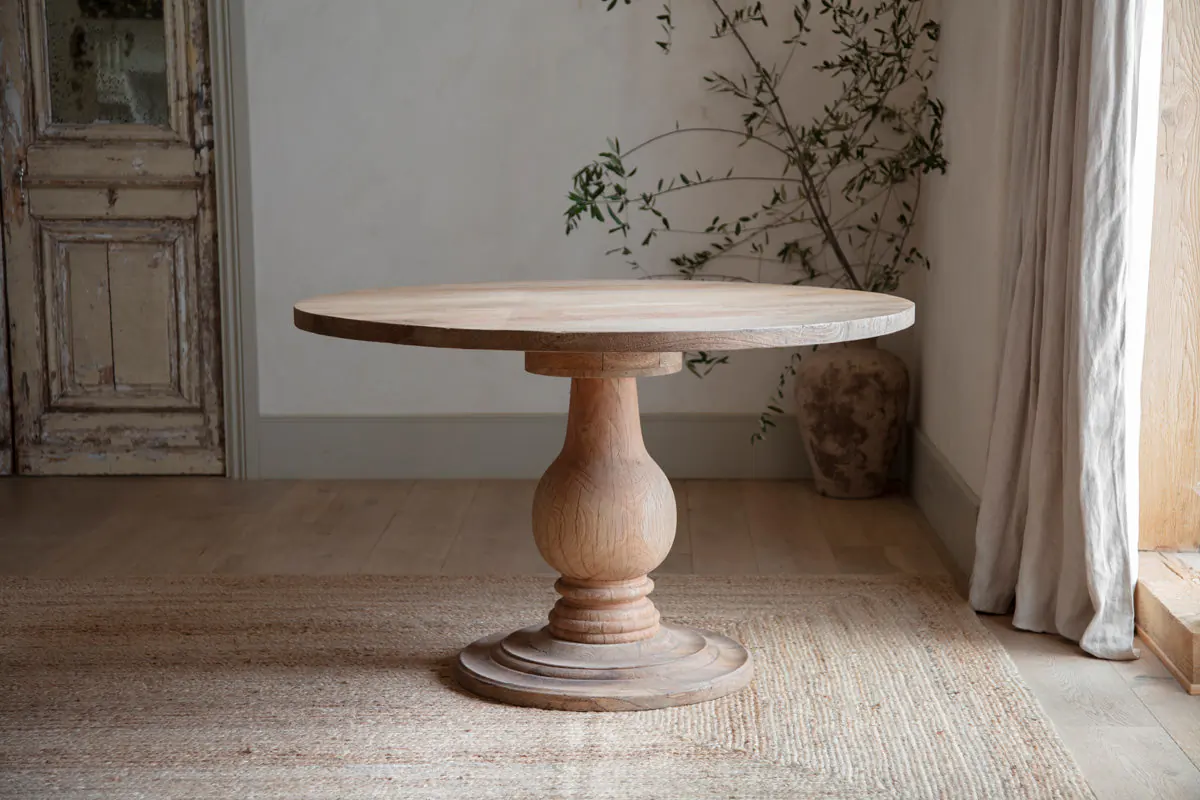 Nkuku - Laya Round Carved Wood Table - Small