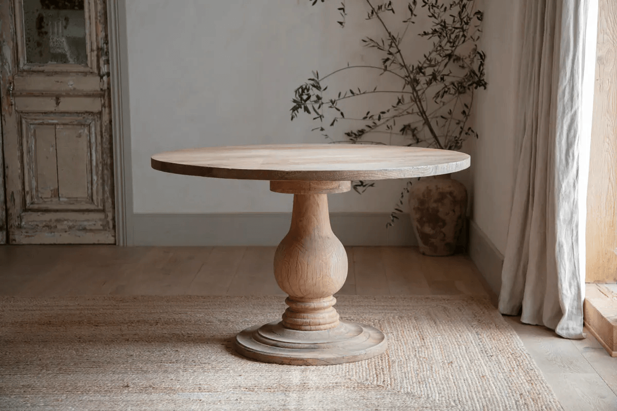 Nkuku - Laya Round Carved Wood Table - Small