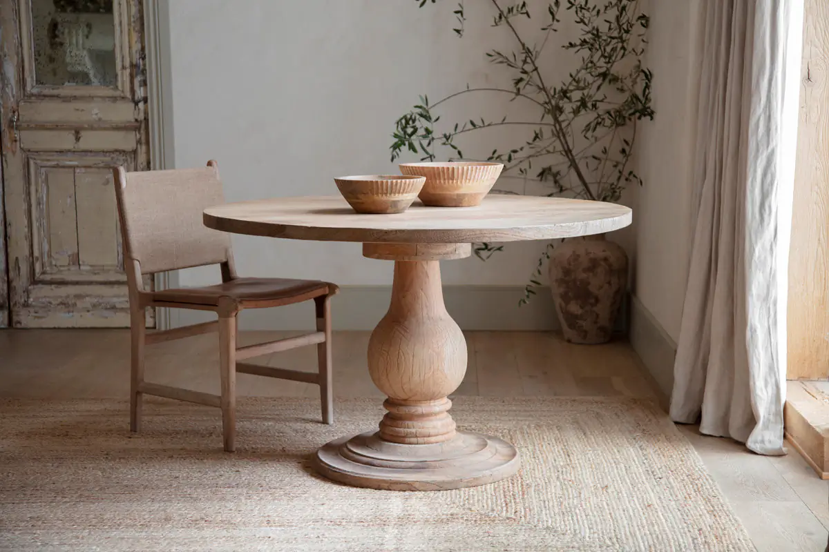 Nkuku - Laya Round Carved Wood Table - Small