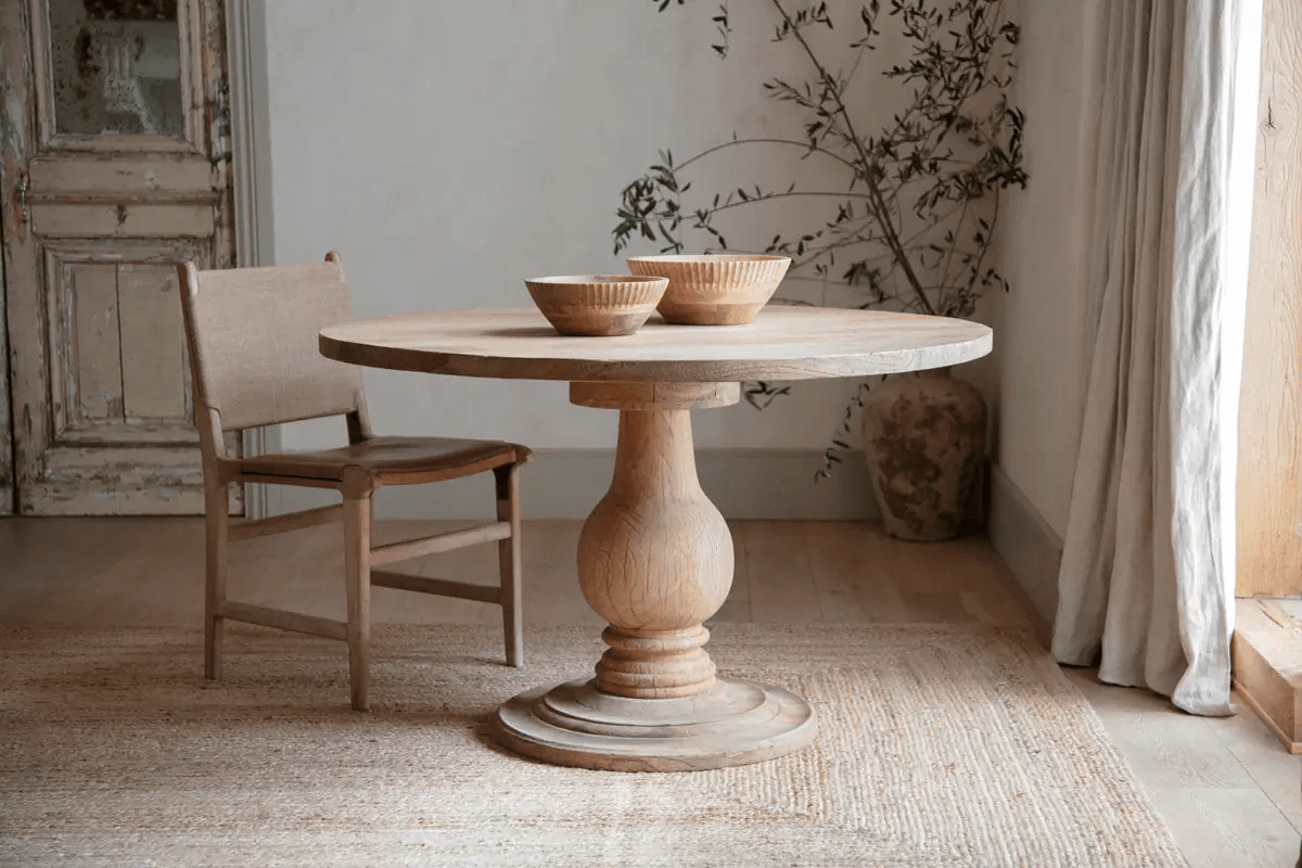Nkuku - Laya Round Carved Wood Table - Small