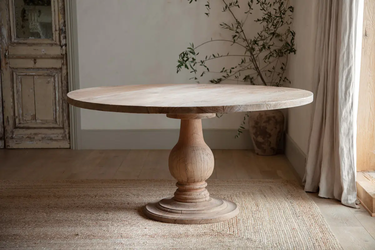 Nkuku - Laya Round Carved Wood Table - Large