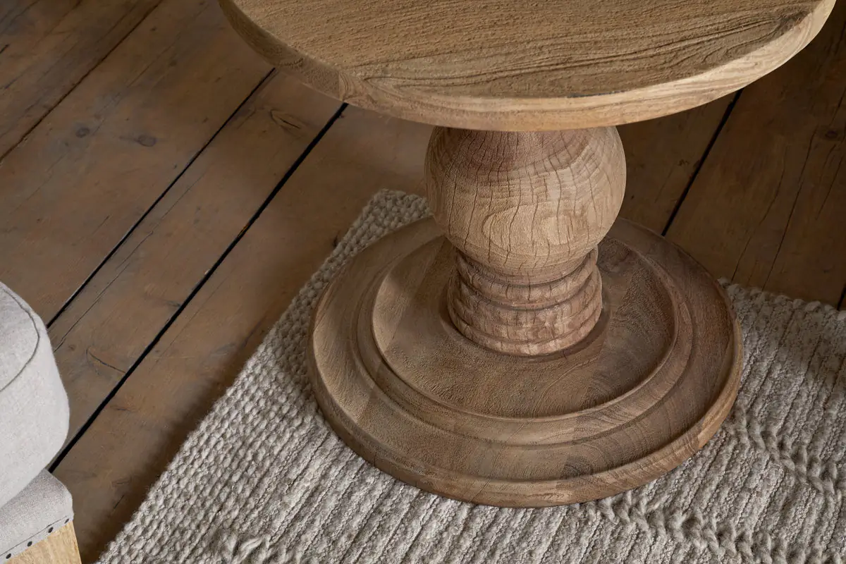 Nkuku - Laya Round Carved Side Table - Natural