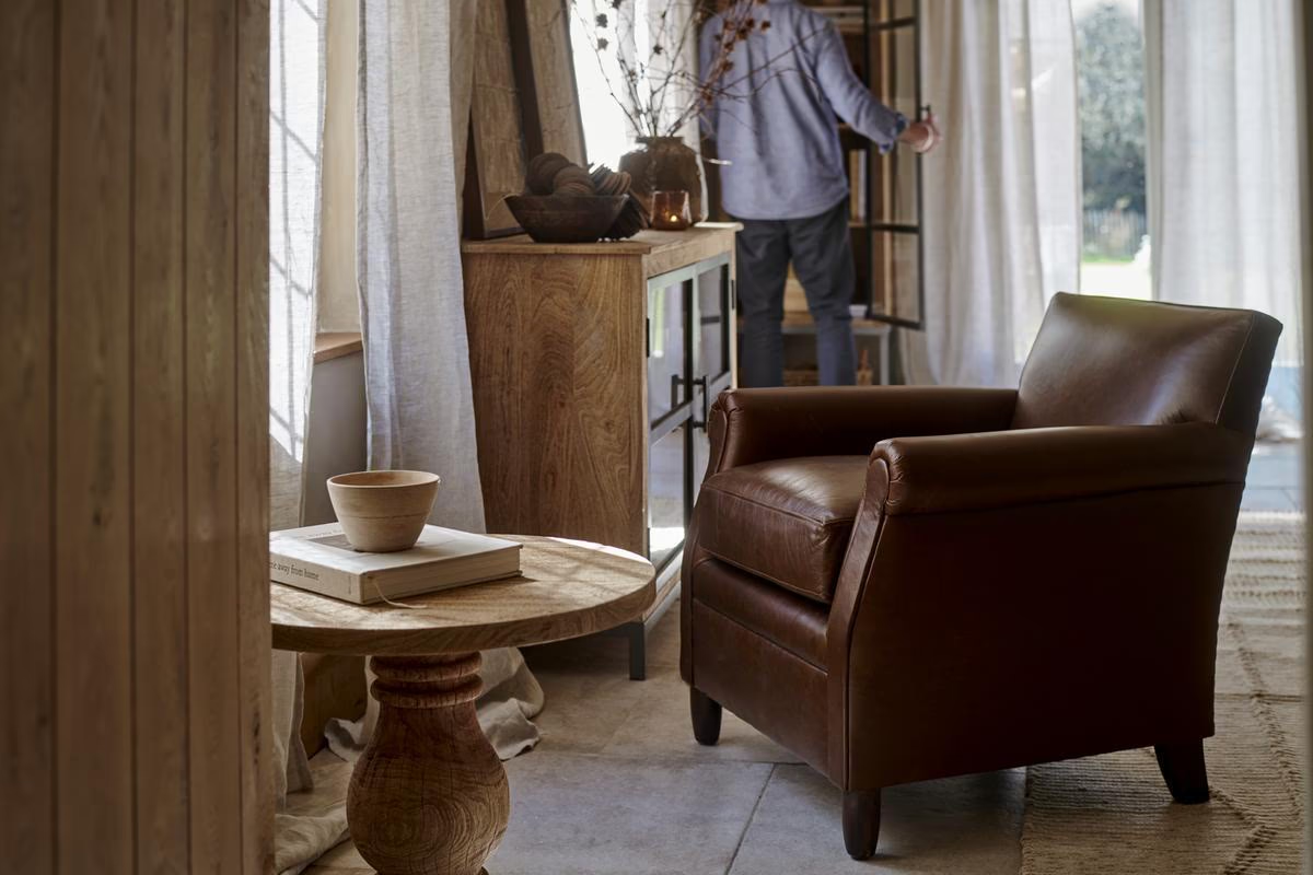 Nkuku - Knada Leather Armchair - Chocolate Brown