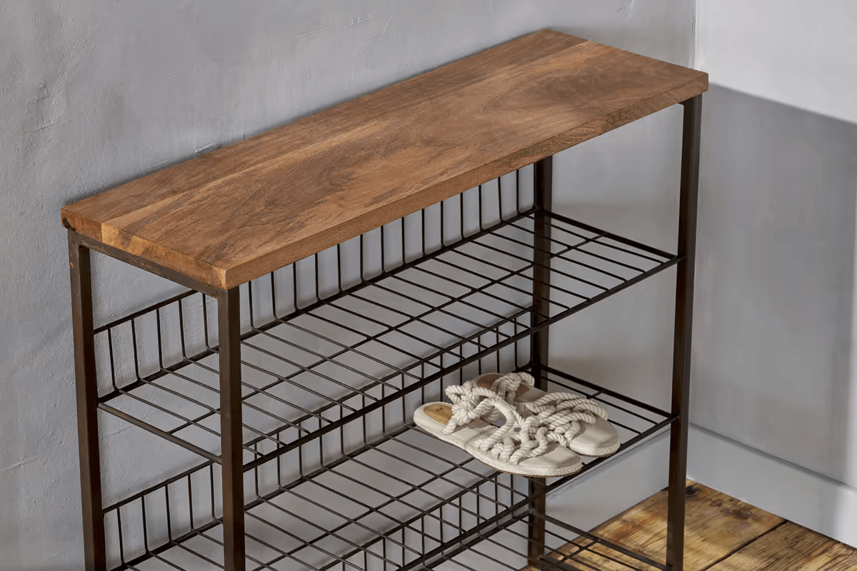 Nkuku - Kiyoma Iron & Wood Tall Standing Shelves - Natural