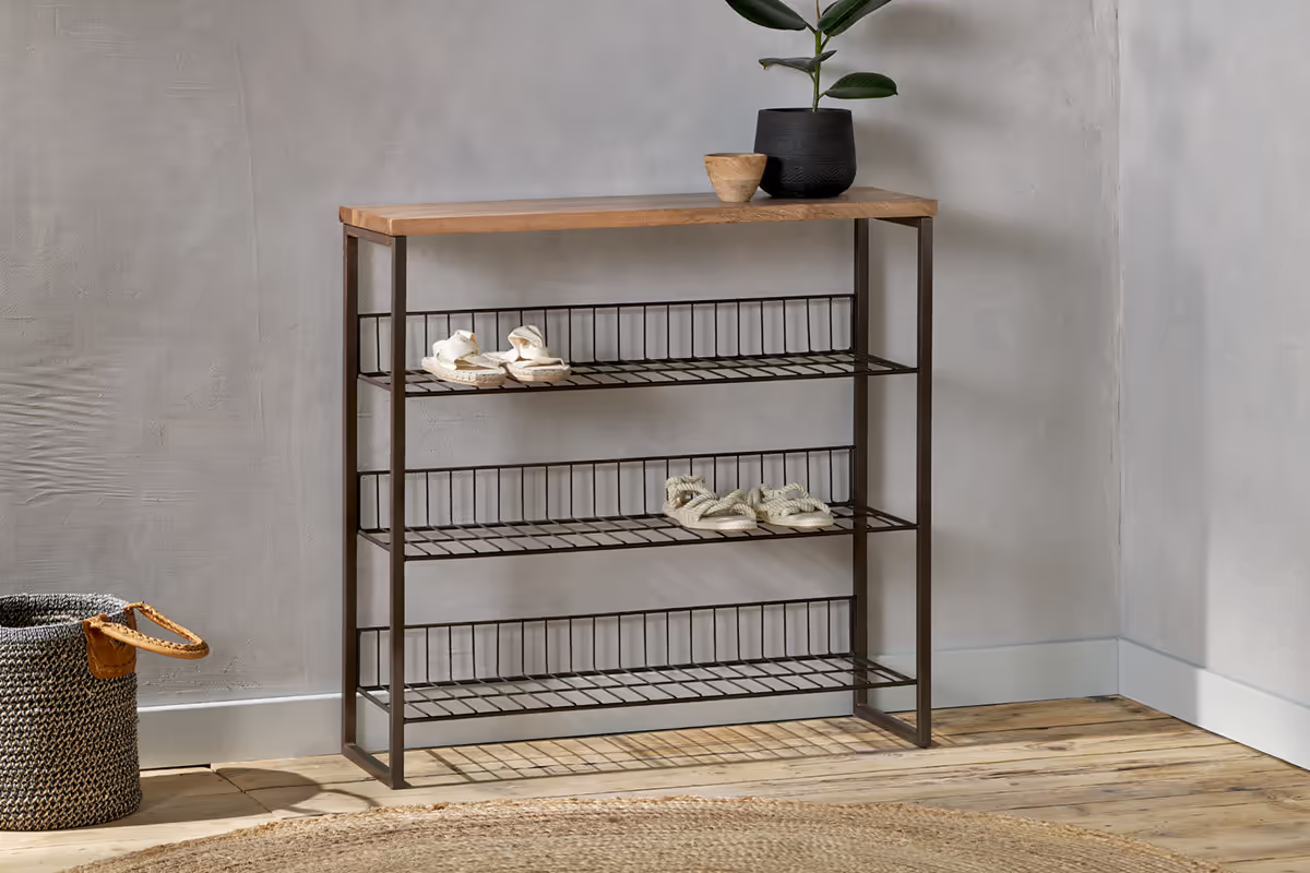 Nkuku - Kiyoma Iron & Wood Tall Standing Shelves - Natural