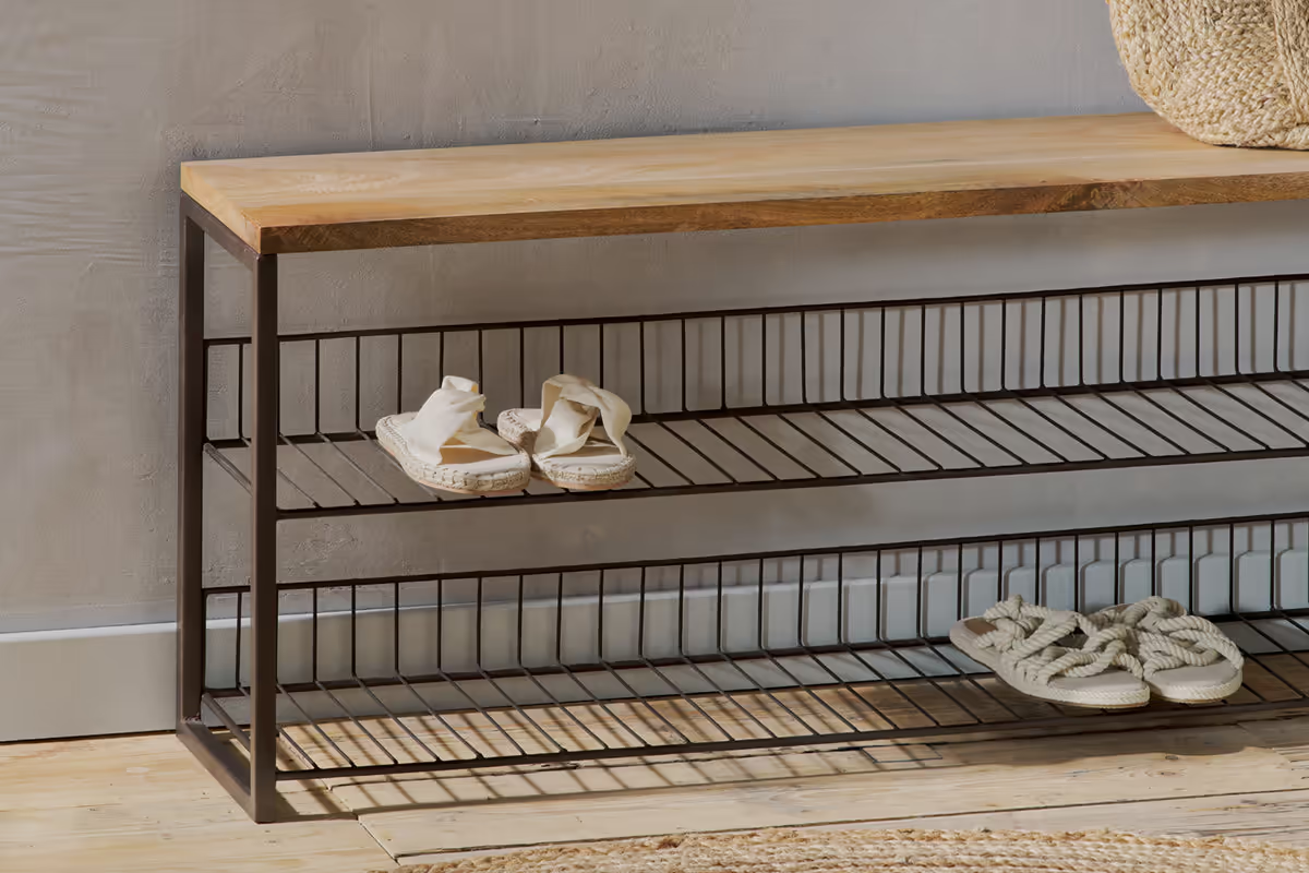 Nkuku - Kiyoma Iron & Wood Low Standing Shelves - Natural