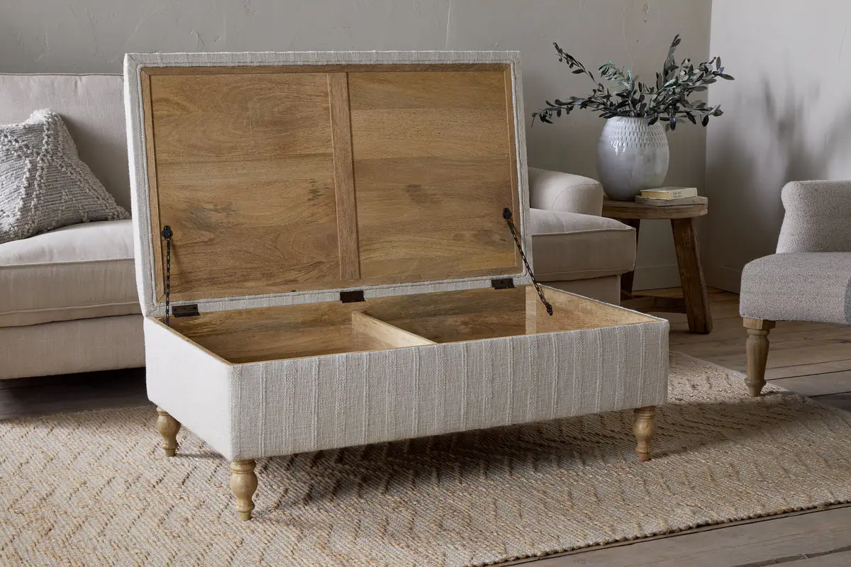 Nkuku - Kiana Upholstered Storage Ottoman - Natural