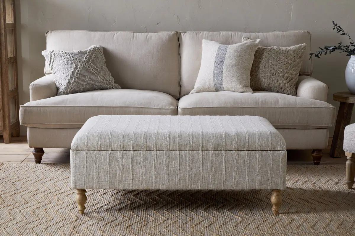 Nkuku - Kiana Upholstered Storage Ottoman - Natural