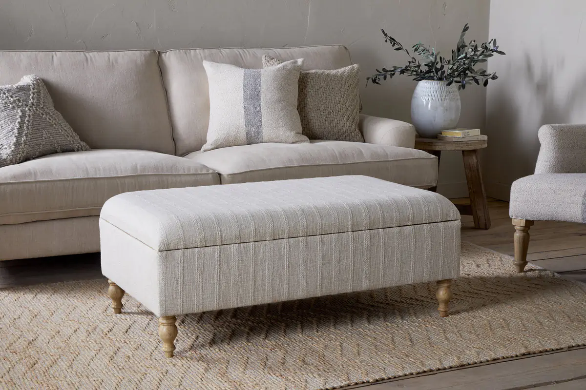 Nkuku - Kiana Upholstered Storage Ottoman - Natural