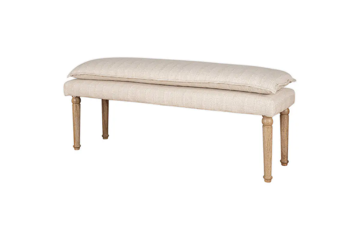 Nkuku - Kiana Cotton Upholstered Bench - Natural