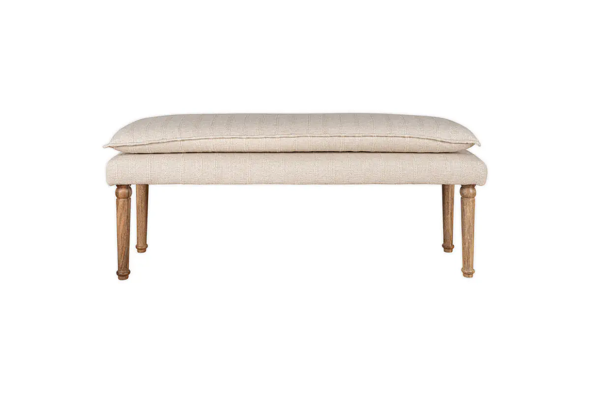 Nkuku - Kiana Cotton Upholstered Bench - Natural