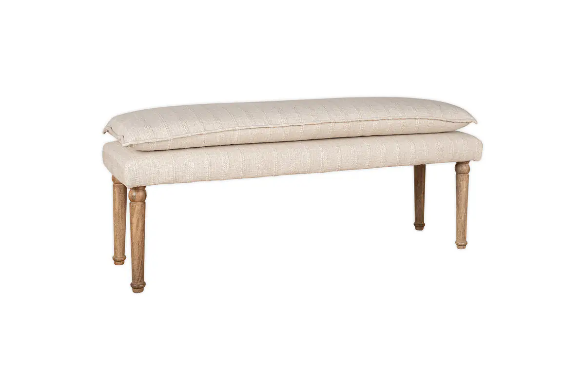 Nkuku - Kiana Cotton Upholstered Bench - Natural