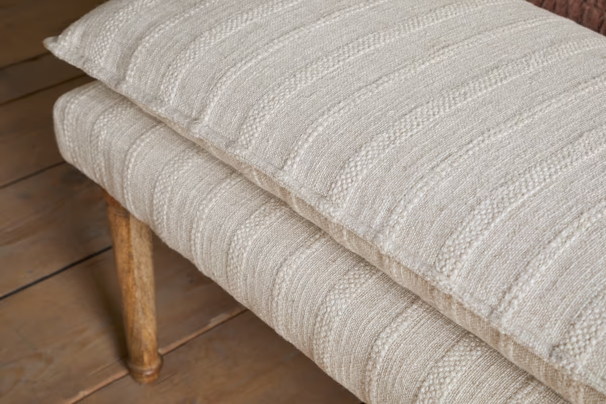Nkuku - Kiana Cotton Upholstered Bench - Natural