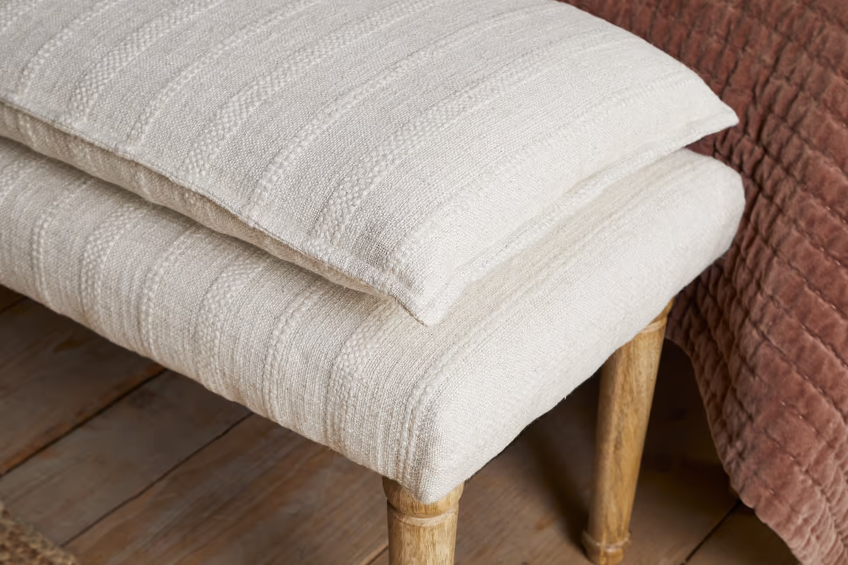 Nkuku - Kiana Cotton Upholstered Bench - Natural