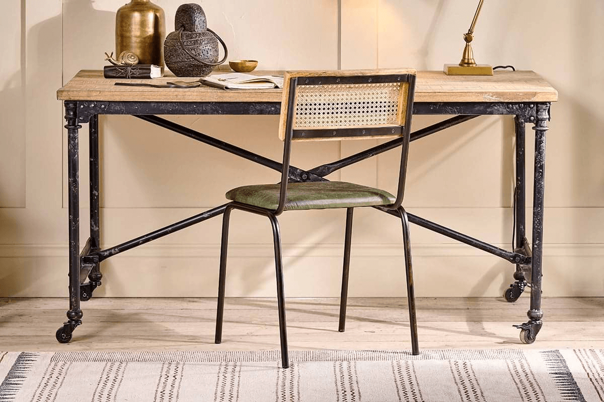 Nkuku - Iswa Leather & Cane Dining Chair - Green