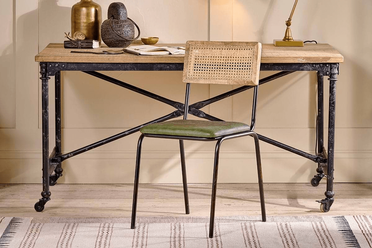 Nkuku - Iswa Leather & Cane Dining Chair - Green