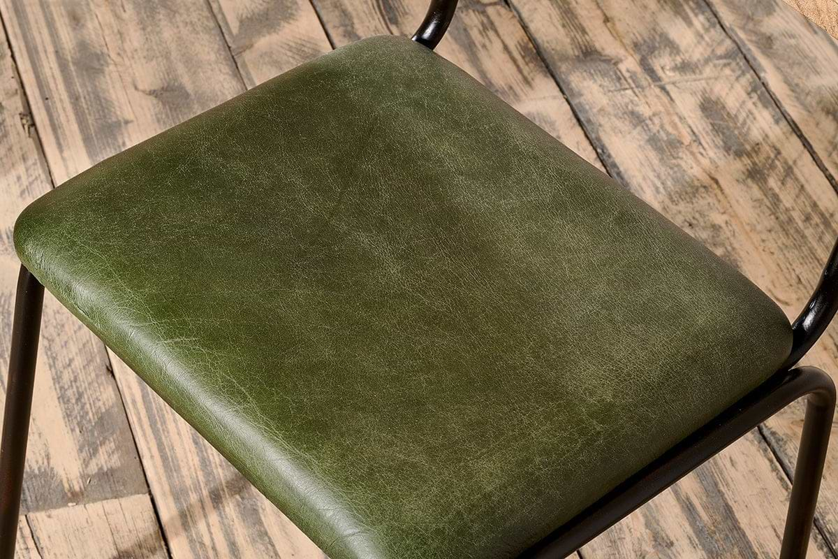 Nkuku - Iswa Leather & Cane Dining Chair - Green