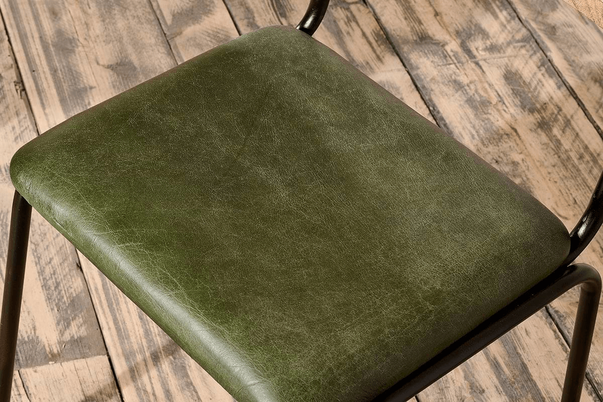 Nkuku - Iswa Leather & Cane Dining Chair - Green