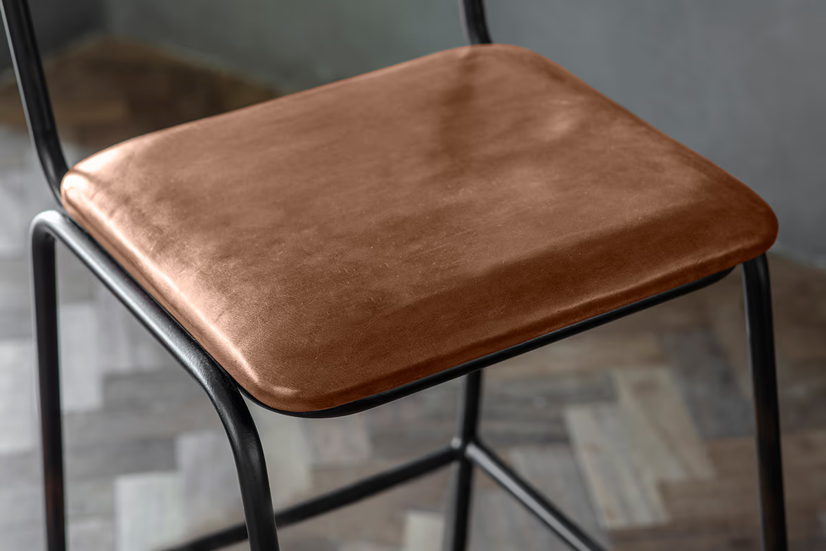Nkuku - Iswa Leather & Cane Counter Chair - Aged Tan