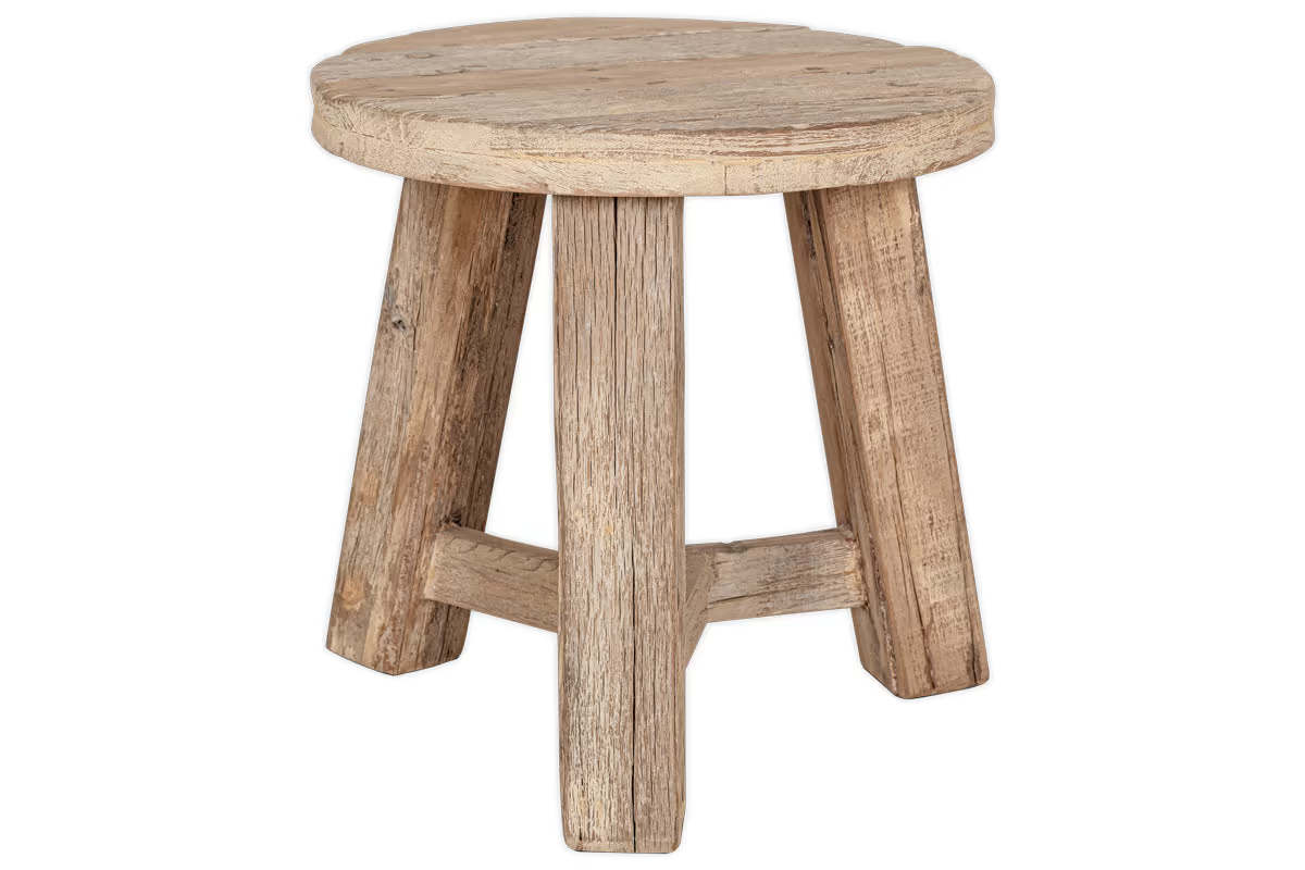 Nkuku - Ibo Reclaimed Wood Round Side Table - Natural