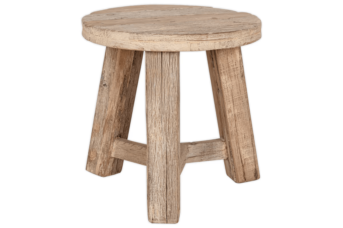 Nkuku - Ibo Reclaimed Wood Round Side Table - Natural