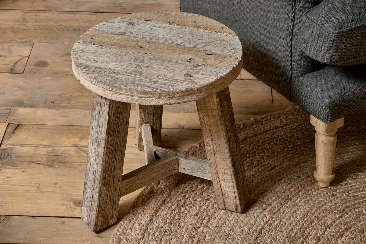 Nkuku - Ibo Reclaimed Wood Round Side Table - Natural