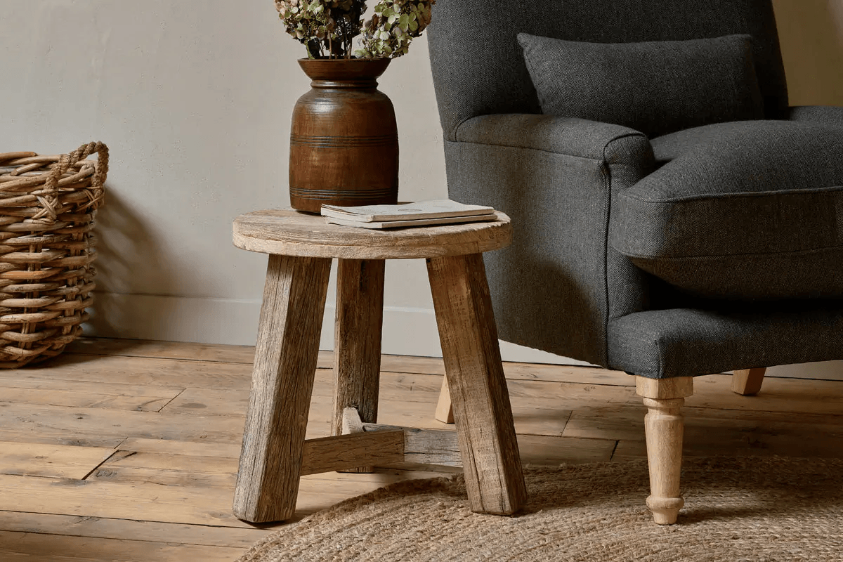 Nkuku - Ibo Reclaimed Wood Round Side Table - Natural