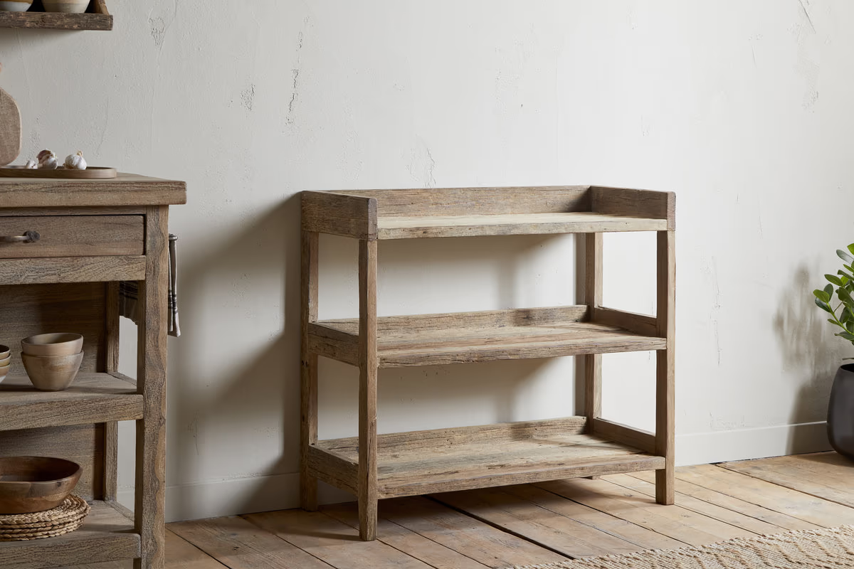 Nkuku - Ibo Reclaimed Wood Pantry Standing Shelves - Natural