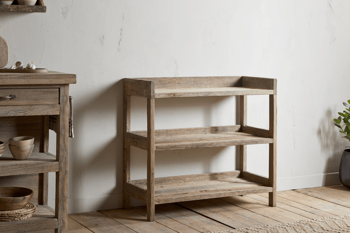Nkuku - Ibo Reclaimed Wood Pantry Standing Shelves - Natural