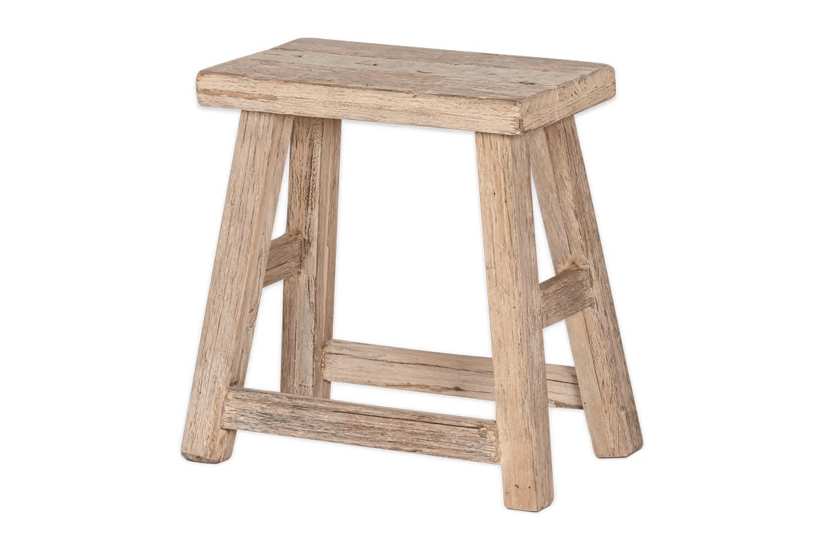 Nkuku - Ibo Reclaimed Wood Low Stool - Natural