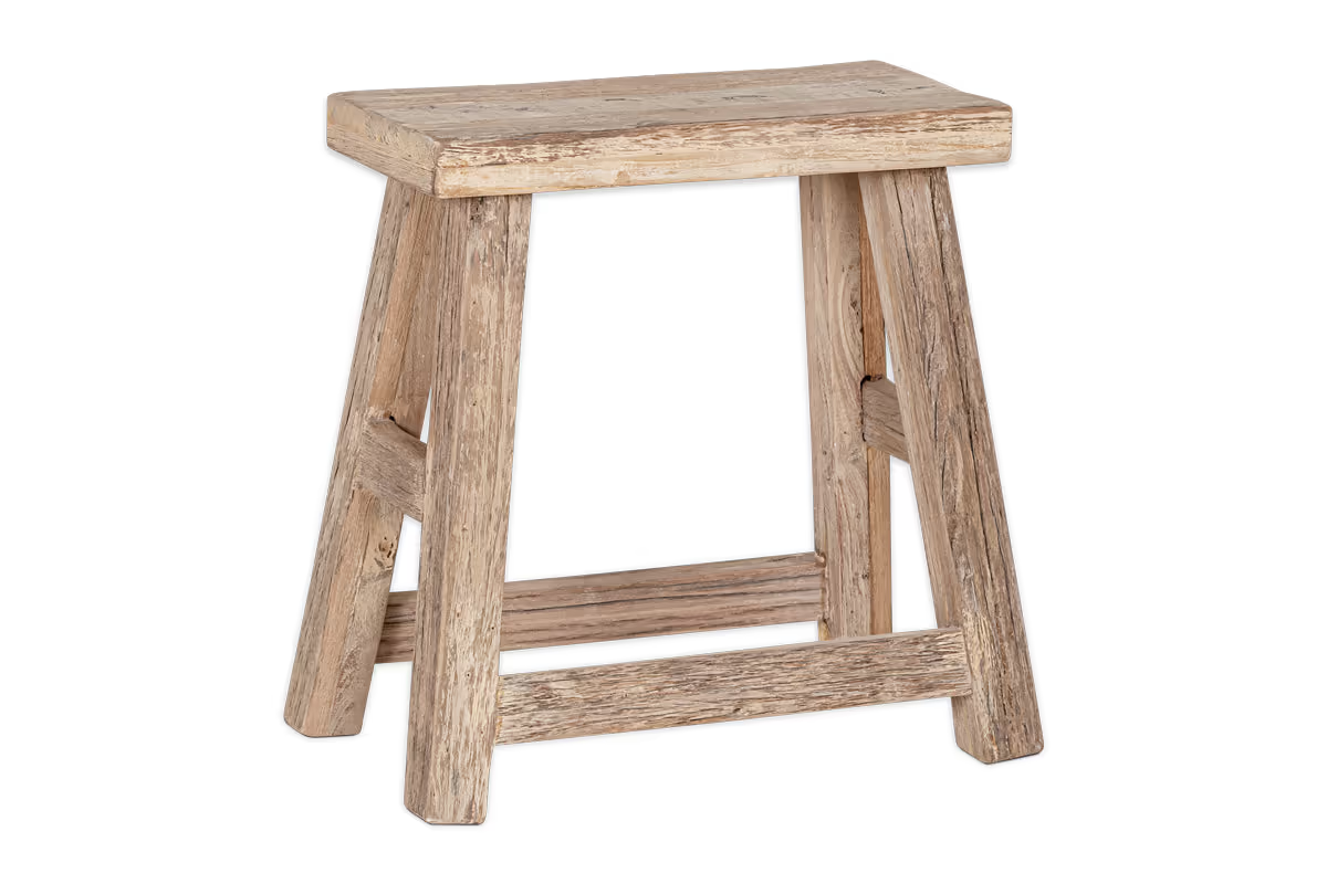 Nkuku - Ibo Reclaimed Wood Low Stool - Natural