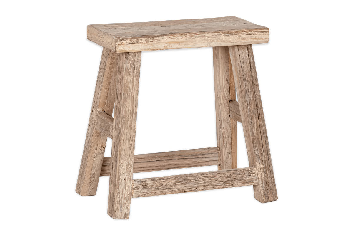 Nkuku - Ibo Reclaimed Wood Low Stool - Natural