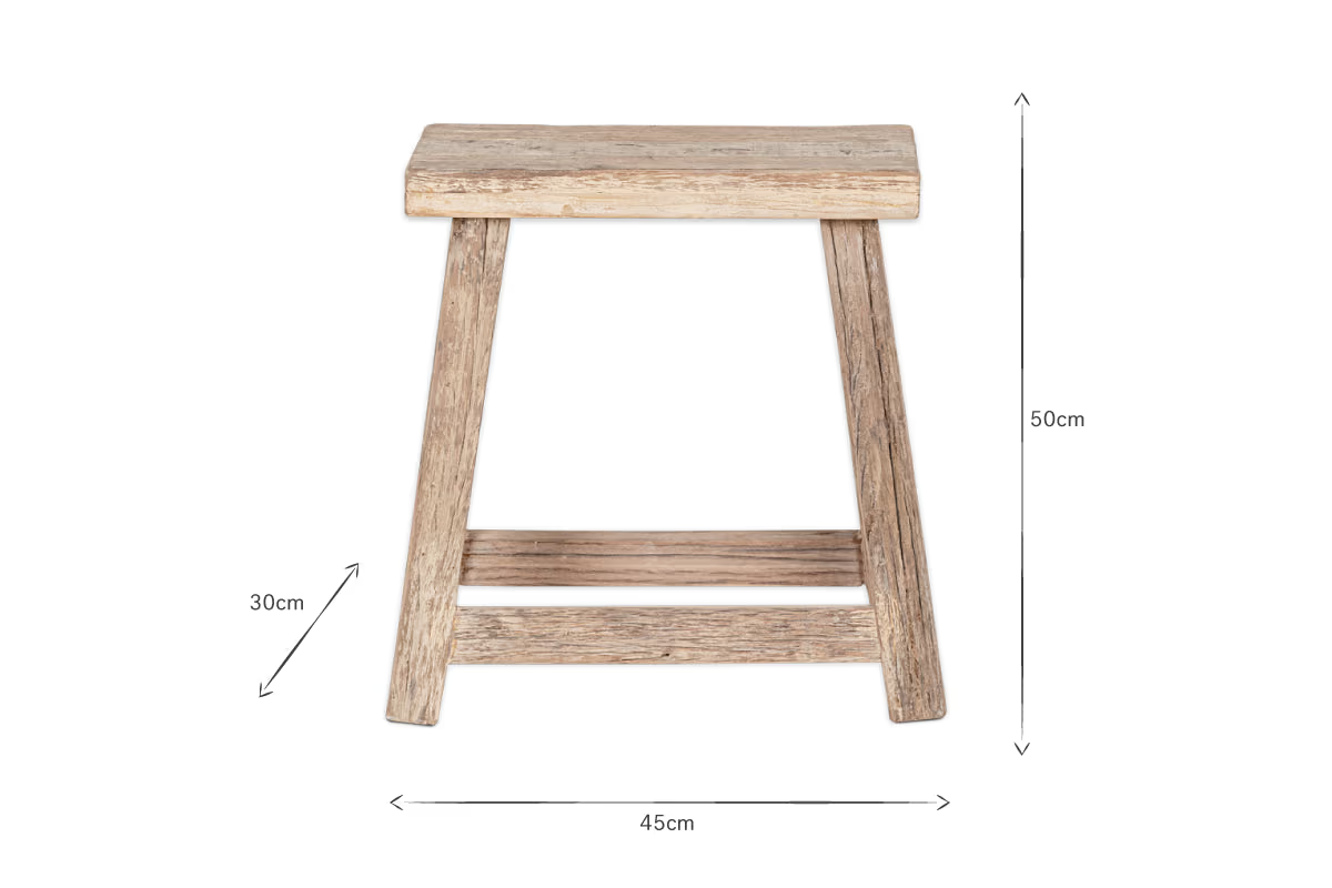 Nkuku - Ibo Reclaimed Wood Low Stool - Natural