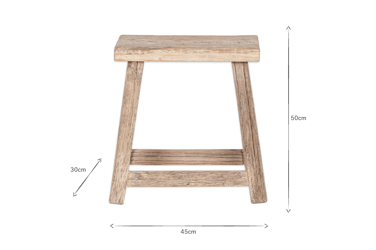 Nkuku - Ibo Reclaimed Wood Low Stool - Natural