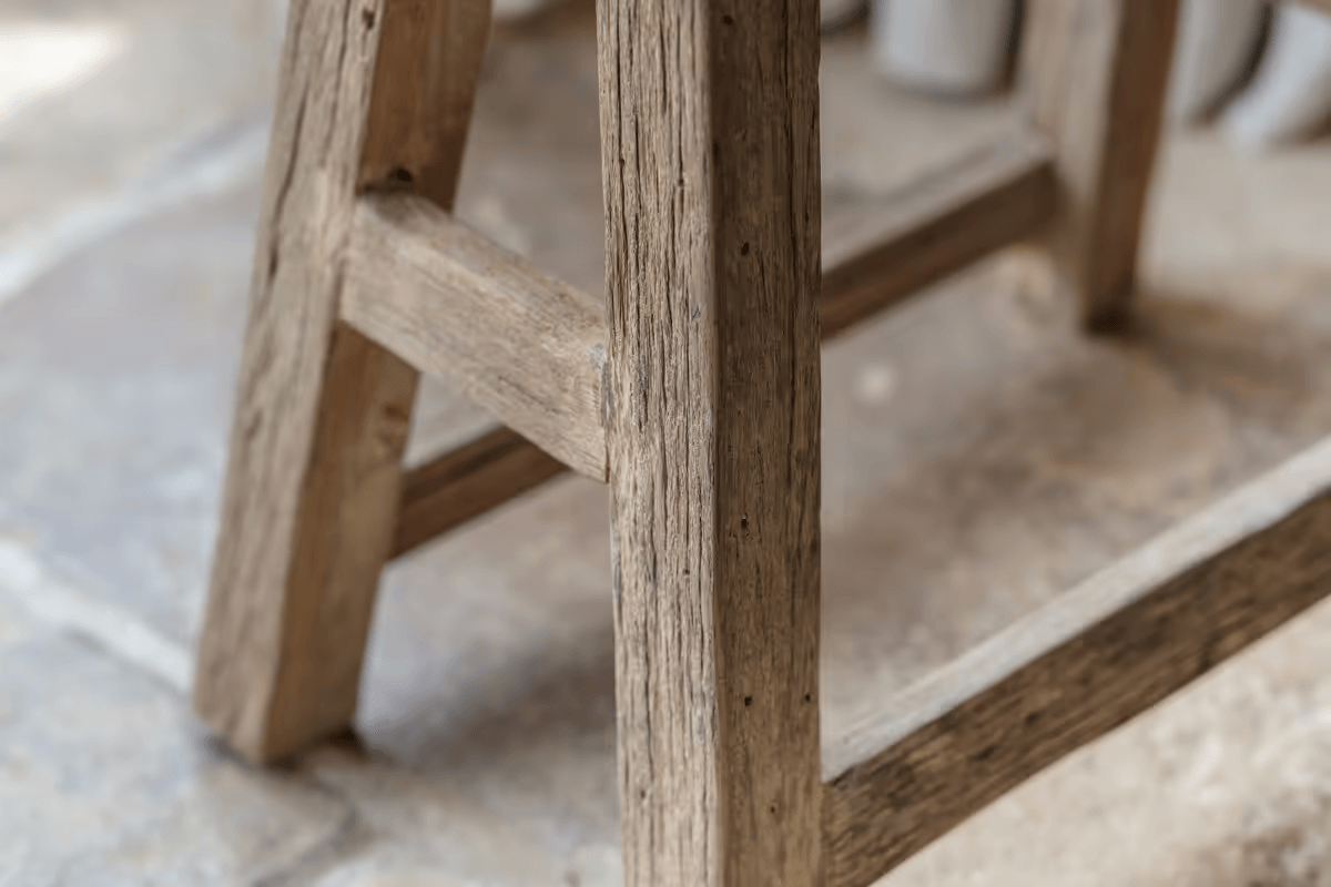 Nkuku - Ibo Reclaimed Wood Low Stool - Natural