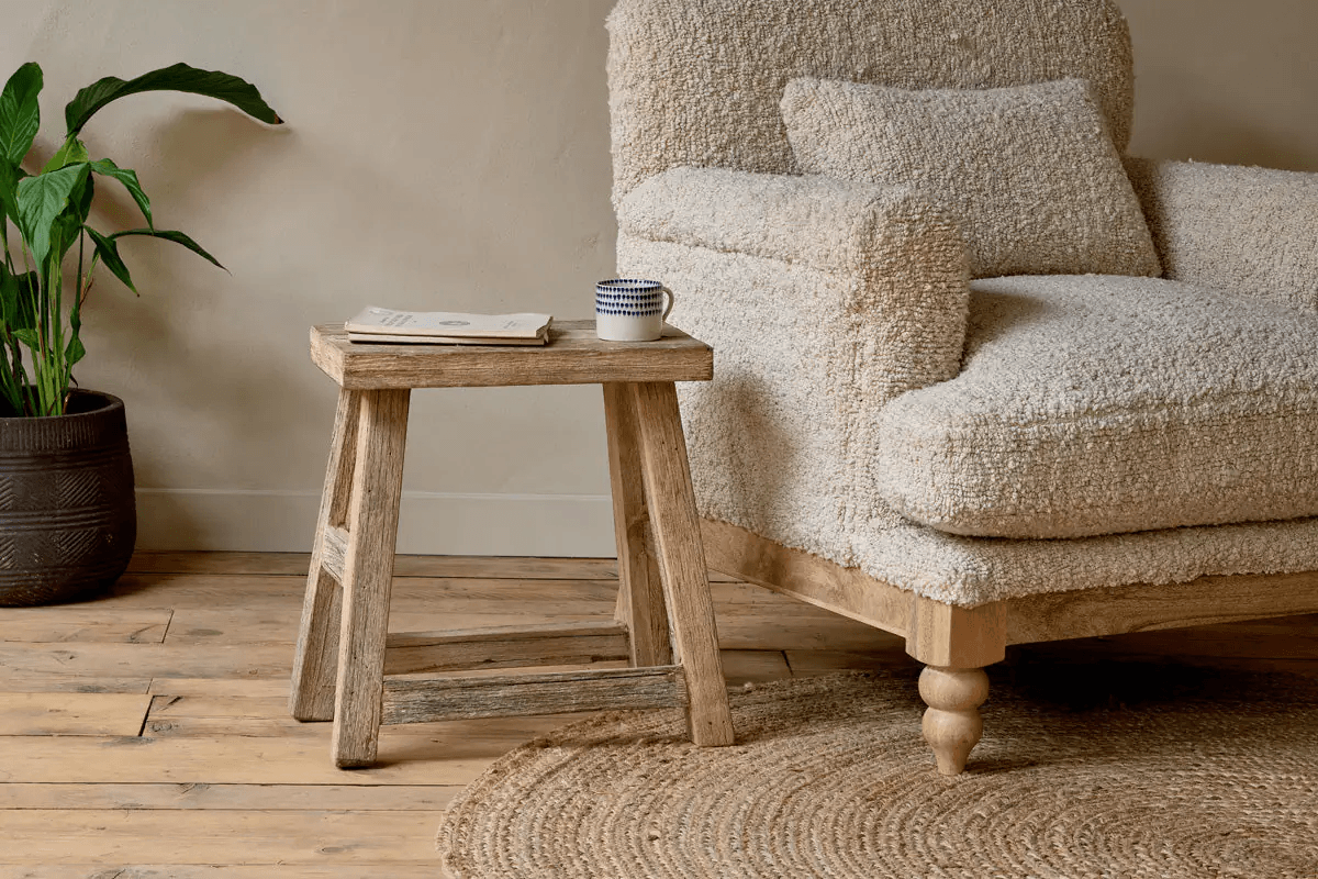 Nkuku - Ibo Reclaimed Wood Low Stool - Natural