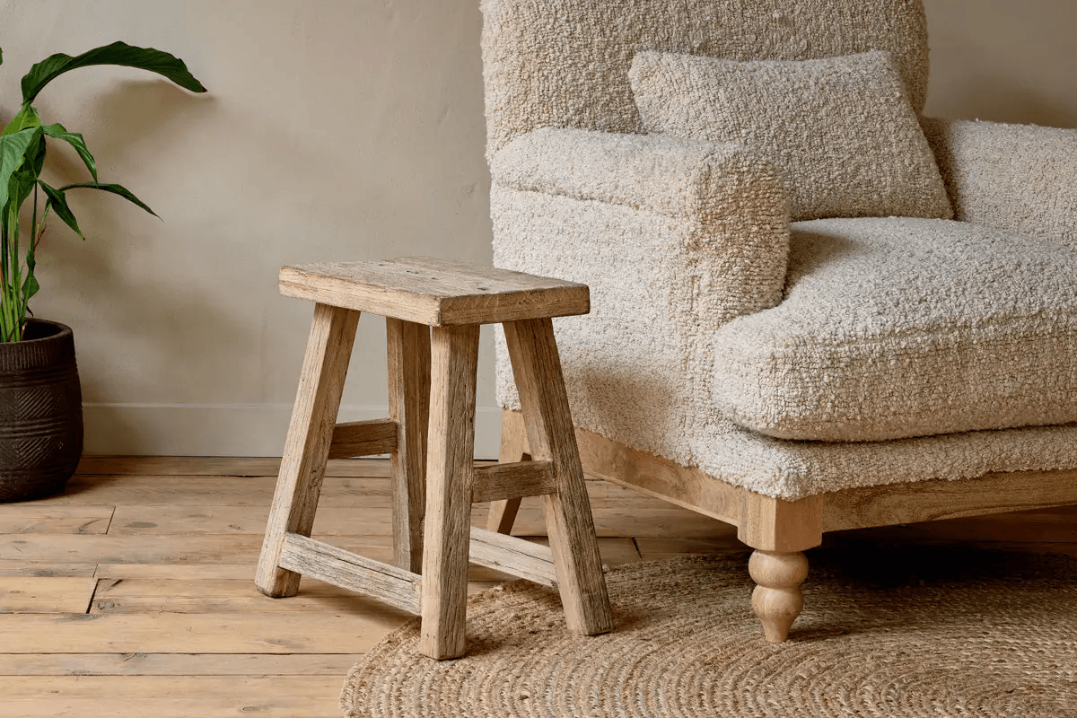 Nkuku - Ibo Reclaimed Wood Low Stool - Natural
