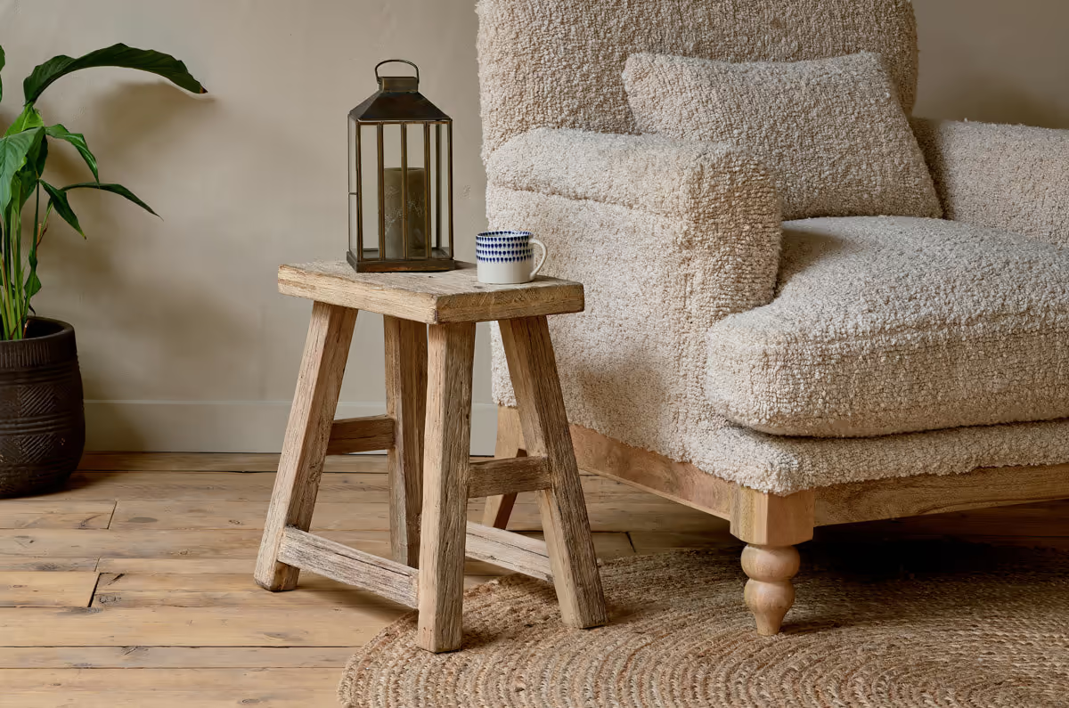 Nkuku - Ibo Reclaimed Wood Low Stool - Natural