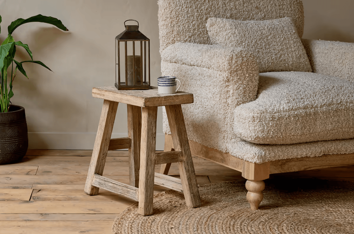Nkuku - Ibo Reclaimed Wood Low Stool - Natural