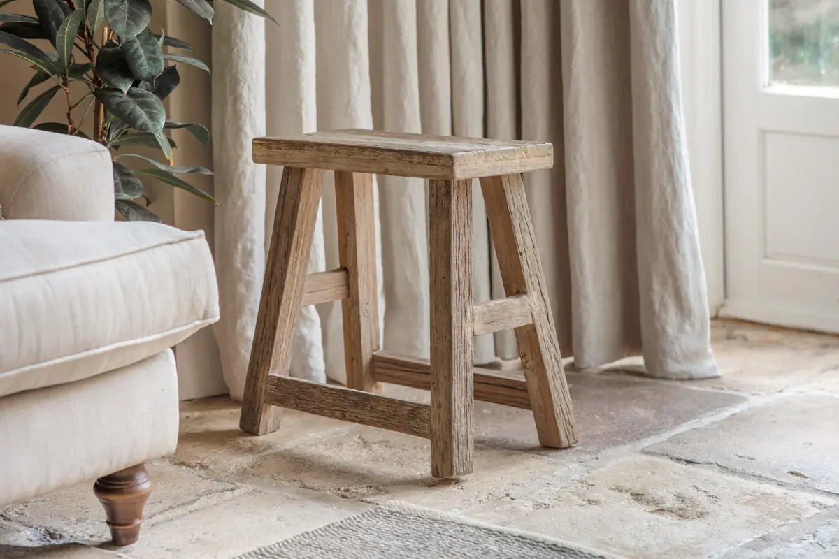 Nkuku - Ibo Reclaimed Wood Low Stool - Natural