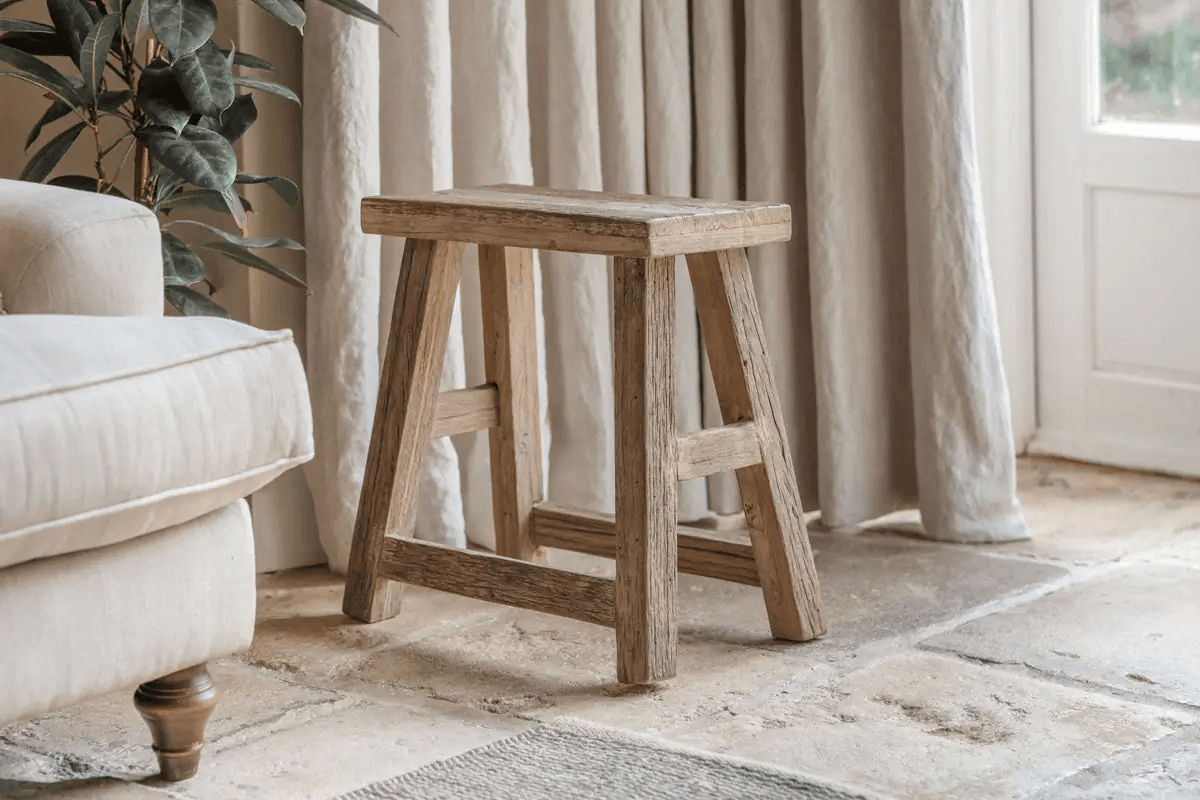 Nkuku - Ibo Reclaimed Wood Low Stool - Natural