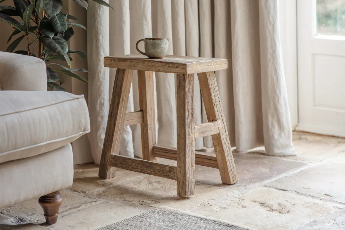 Nkuku - Ibo Reclaimed Wood Low Stool - Natural