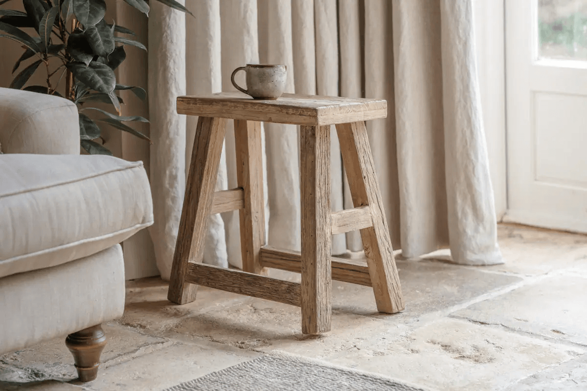Nkuku - Ibo Reclaimed Wood Low Stool - Natural