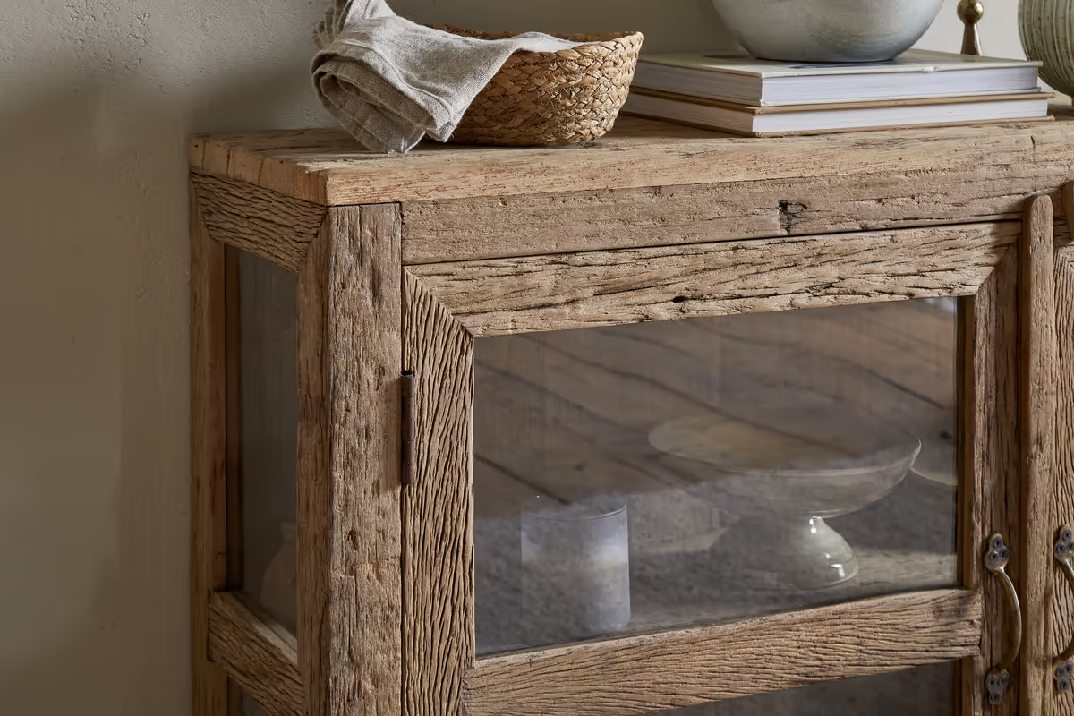 Nkuku - Ibo Reclaimed Wood & Glass Sideboard - Natural